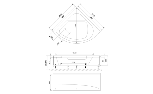 Ванна акриловая Royal Bath ROJO RB375201 150х150 угловая четверть круга без каркаса - фото 5