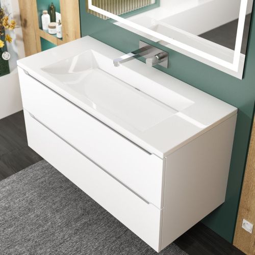 Раковина из искусственного камня Uperwood Infinity RInfinity100wg0 100х50 полувстраиваемая цвет белый - фото 3