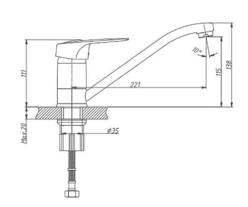 Смеситель для кухни Haiba HB04 HB4904 на мойку хром - фото 5