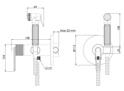 Гигиенический душ со смесителем Daniel BY645DCZ15 черный - фото 2