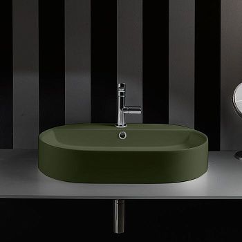 Раковина из сантехнического фарфора Kerasan Ciotola 028511*1 70х40 накладная цвет зеленый 1 отверстие под смеситель