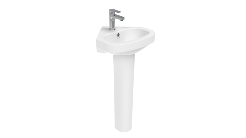 Раковина из сантехнического фарфора Creavit Corner VT145-00CB00E-0000 50х50 подвесная цвет белый 1 отверстие под смеситель