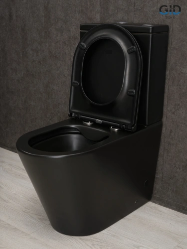 Унитаз напольный с бачком Gid Cortado Tn2189Bm (62248Y) черный с сиденьем микролифт безободковый - фото 2