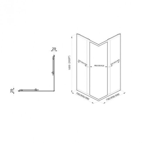 Душевой уголок Тритон Вента-Хром Щ0000052961 100х100 стекло прозрачное профиль хром без поддона - фото 2