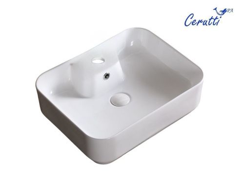 Раковина из сантехнического фарфора Cerutti SPA CR0097 50х40 накладная цвет белый 1 отверстие под смеситель - фото 4