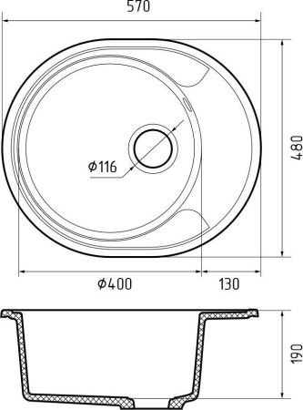 Кухонная мойка Granfest Urban 857L черный 55х50 цвет черный поверхность матовая