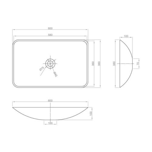 Раковина из искусственного камня MonteBianco Stelvio Quattro 12205 60х40 накладная цвет белый без отверстий под смеситель - фото 4