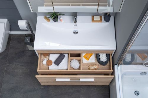 Раковина из искусственного камня Aquanet Нота NEW 00204096 100х50 полувстраиваемая цвет белый 1 отверстие под смеситель - фото 4