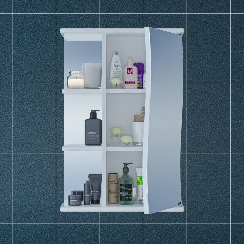 Зеркало-шкаф СанТа Волна 101006 50х70 подвесной цвет белый - фото 2