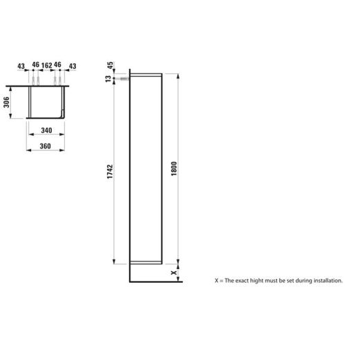 Шкаф-пенал Laufen INO 4.2545.2.030.171.1 40х180 цвет коричневый - фото 2
