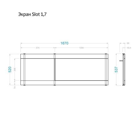Экран под ванну Alavann Slot 170 см ALV0721001 фронтальный МДФ откидной белый