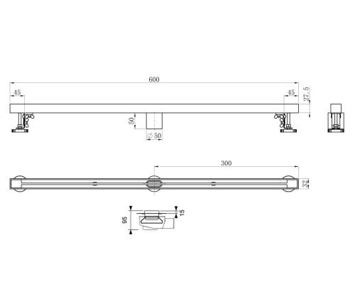 Душевой лоток Wonzon & Woghand WW-65406T-BG 60х5 золото - фото 2