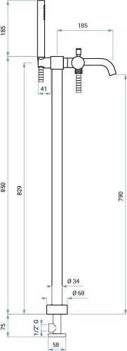 Смеситель Emmevi Filobrass 8500128/CR напольный хром - фото 2