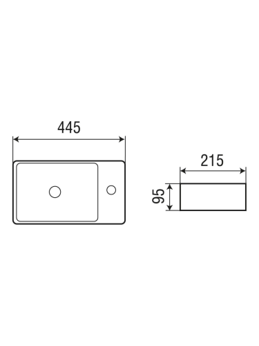 Раковина из сантехнического фаянса WeltWasser WW SK 10000004593 40х20 подвесная цвет белый 1 отверстие под смеситель - фото 2