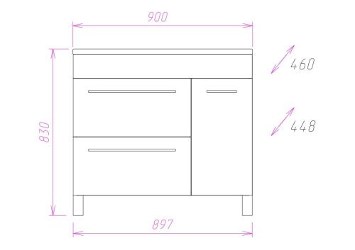 Тумба под раковину Onika Олимп 109015 90х50 напольная цвет белый - фото 3