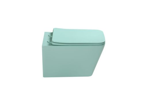 Унитаз подвесной SantiLine SL-5007LG цвет светло-зеленый с сиденьем микролифт безободковый смыв воронка-водоворот - фото 3