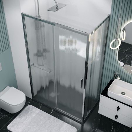 Душевой уголок Grossman Style 120.K33.05.1310.10.02 130х100 стекло шиншилла профиль хром без поддона