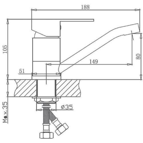 Смеситель для кухни Haiba HB802 HB45802 на мойку нержавеющая сталь - фото 2