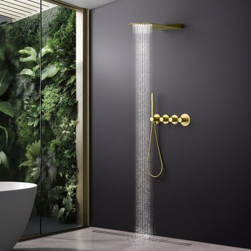 Душевая система Timo Saona SX-2350/17SM встраиваемая в стену цвет золото с термостатом - фото 3