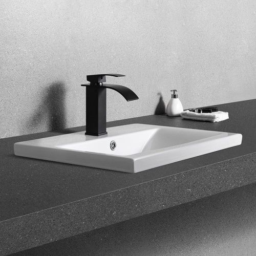 Раковина из сантехнического фаянса CeramaLux 9393-60 60х40 встраиваемая цвет белый 1 отверстие под смеситель - фото 5