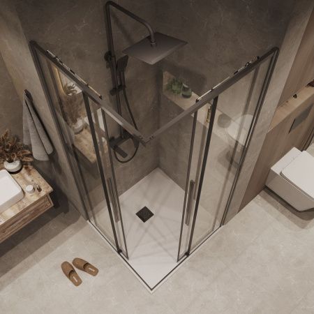 Душевая дверь Grossman Galaxy 1/2.K33.01.11.42.00 110х195 стекло прозрачное профиль графит