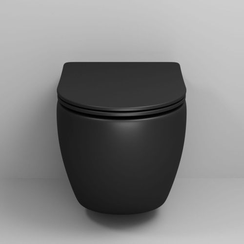 Унитаз подвесной Grossman Color GR-4411BMS черный с сиденьем безободковый каскадный смыв - фото 3