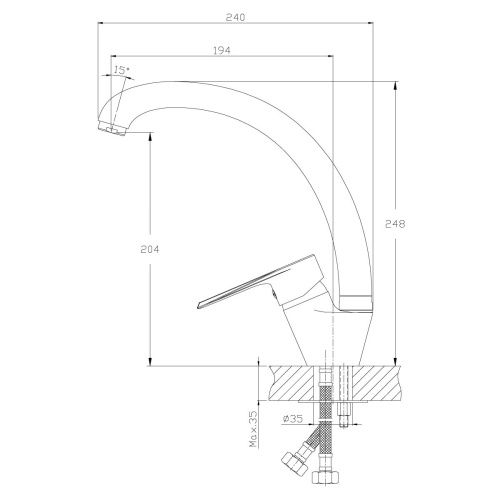 Смеситель для кухни Rossinka RS28 RS28-23 на мойку хром - фото 2