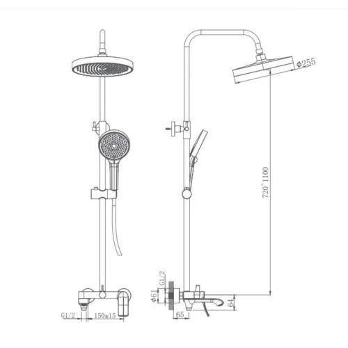 Душевая стойка Haiba HB24553 настенная цвет хром - фото 3