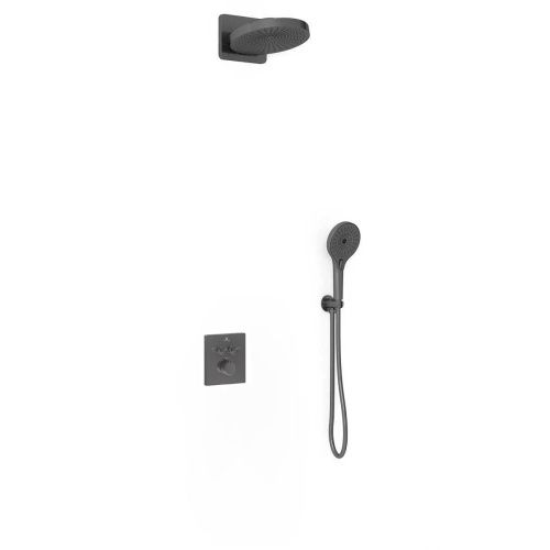 Душевая система Vincea Inspire VSFW-3I21MT1GM встраиваемая в стену цвет вороненая сталь с термостатом - фото 2