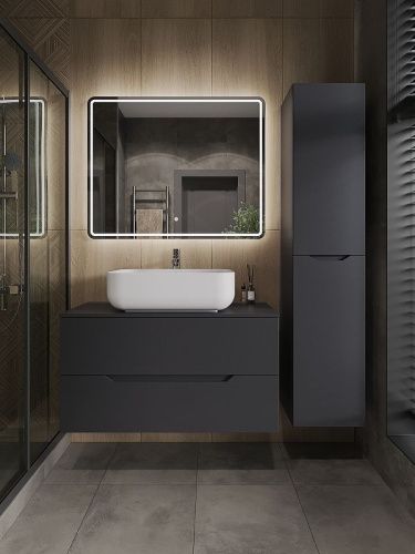 Тумба с раковиной Orange Line Li-100TugMDF+B03-600W 100х50 цвет серый - фото 5