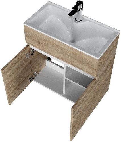 Тумба с раковиной 1MarKa Mira У75337 60х30 подвесная цвет коричневый - фото 2