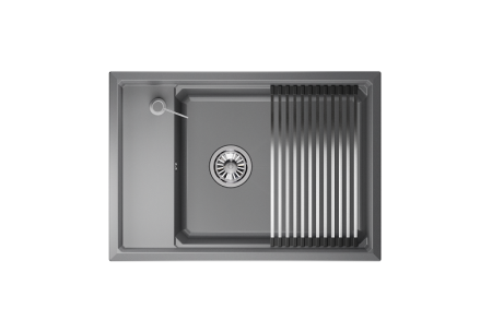 Кухонная мойка Granula Kitchen Space 7305, АЛЮМИНИУМ 75х50 цвет серый поверхность матовая