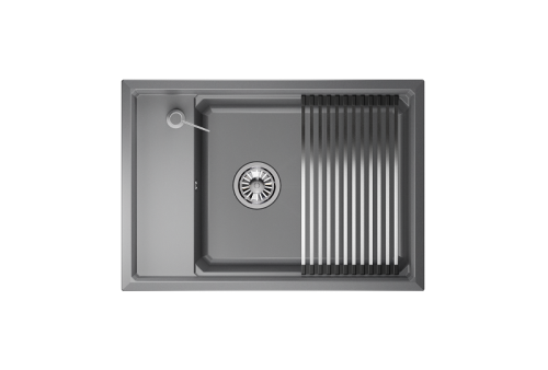 Кухонная мойка Granula Kitchen Space 7305, АЛЮМИНИУМ 75х50 цвет серый поверхность матовая - фото 2