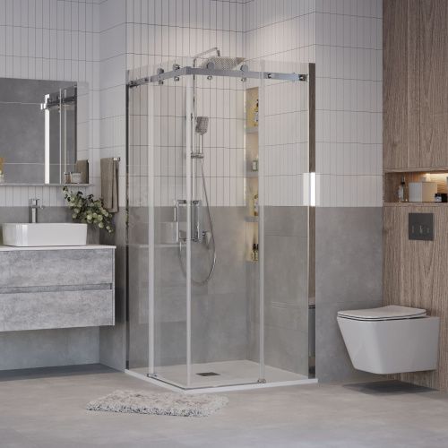 Душевой уголок Grossman Classic 300.K33.04.8080.10.00 80х80 стекло прозрачное профиль хром без поддона - фото 3