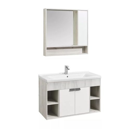 Зеркало-шкаф Aquaton Флай 1A237802FAX10 100х90 подвесной цвет бежевый - фото 3