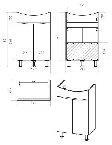 Тумба под раковину Misty Смайл Э-Сма01050-031Пр 50х30 напольная цвет белый - фото 5