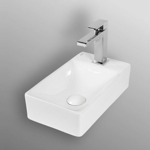 Раковина из сантехнического фарфора Bond Cube S12-380R 40х20 накладная цвет белый 1 отверстие под смеситель - фото 5