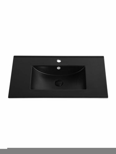 Раковина из сантехнического фарфора Orange B03-800B 80х50 встраиваемая цвет черный - фото 3