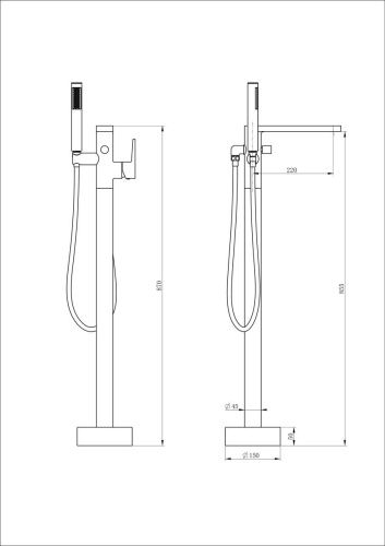 Смеситель Wonzon & Woghand Stick WW-88649901-CR напольный хром - фото 2