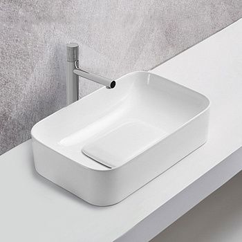 Раковина из сантехнического фарфора Vincea VBS-50450 50х40 накладная цвет белый без отверстий под смеситель