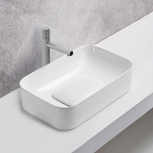 Раковина из сантехнического фарфора Vincea VBS-50450 50х40 накладная цвет белый без отверстий под смеситель