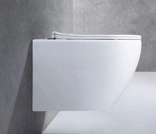 Унитаз подвесной CeramaLux 2196-1 белый с сиденьем микролифт безободковый каскадный смыв - фото 3