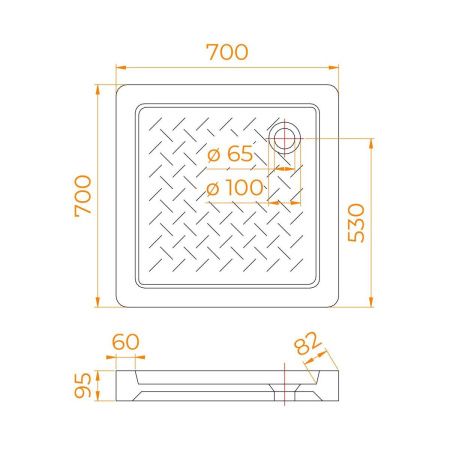 Душевой поддон керамический RGW CER 19170177-01 70х70 белый
