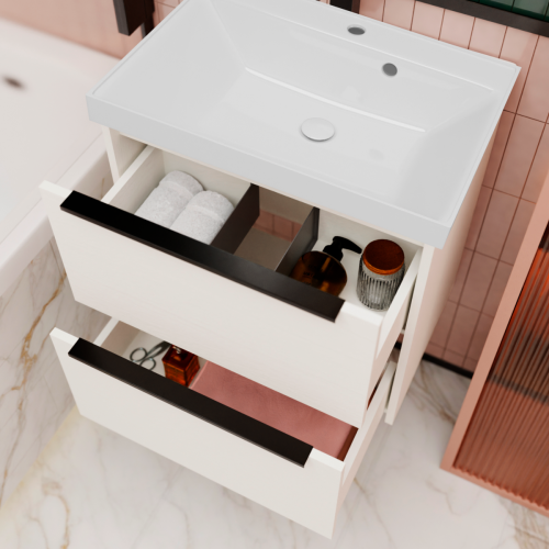 Тумба с раковиной La Fenice TESORO NFNC-01-TES-PB-60-2-3-60 60х50 подвесная цвет белый - фото 2