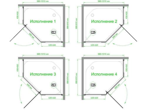 Душевой уголок Royal Bath TR RB1090TR-T 100х90 стекло прозрачное профиль белый без поддона - фото 3