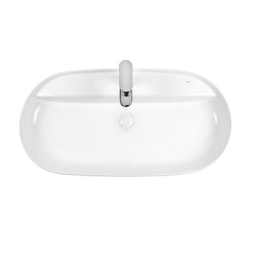 Раковина из сантехнического фарфора Bond Oval S01-800 80х40 накладная цвет белый 1 отверстие под смеситель - фото 4