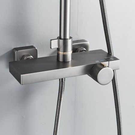 Душевая стойка Rose R1896T-6 настенная цвет серый с термостатом