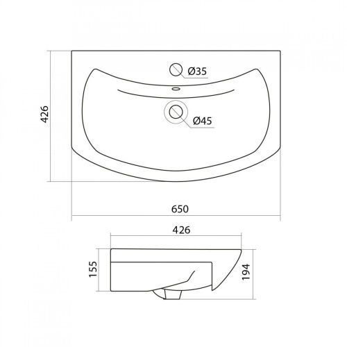 Раковина керамическая Onika Балтика 1WH207775 70х40 накладная цвет белый 1 отверстие под смеситель - фото 4