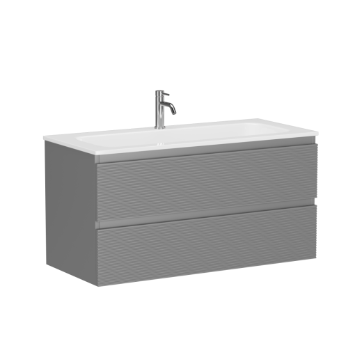 Тумба под раковину Sancos FOLK FL100ES 100х40 подвесная цвет серый - фото 2