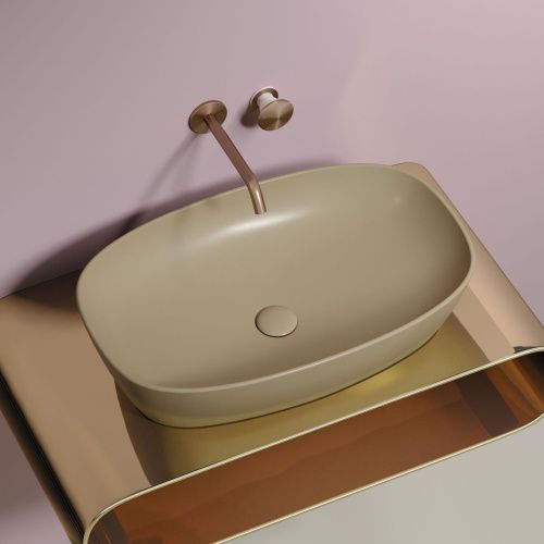 Раковина из сантехнического фарфора Ceramica Nova ELEMENT CN6049MC 60х40 накладная цвет коричневый без отверстий под смеситель - фото 4